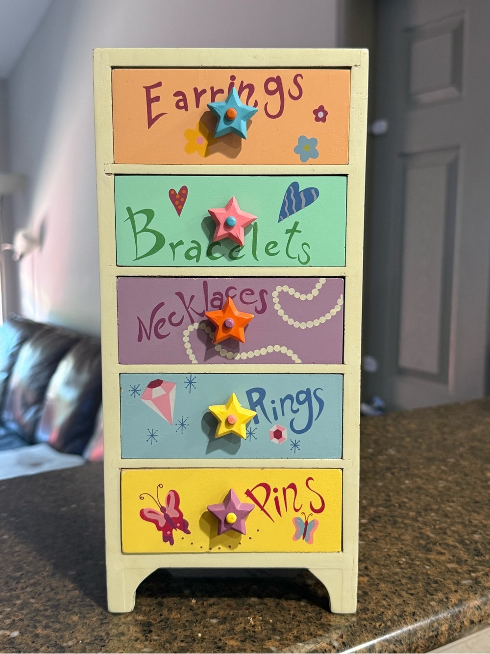 Kids Multi-Drawer Jewelry Organizer Chest ā Pastel Multicolor
